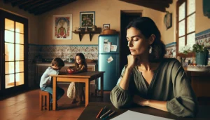 Madre meditando sobre sus valores personales